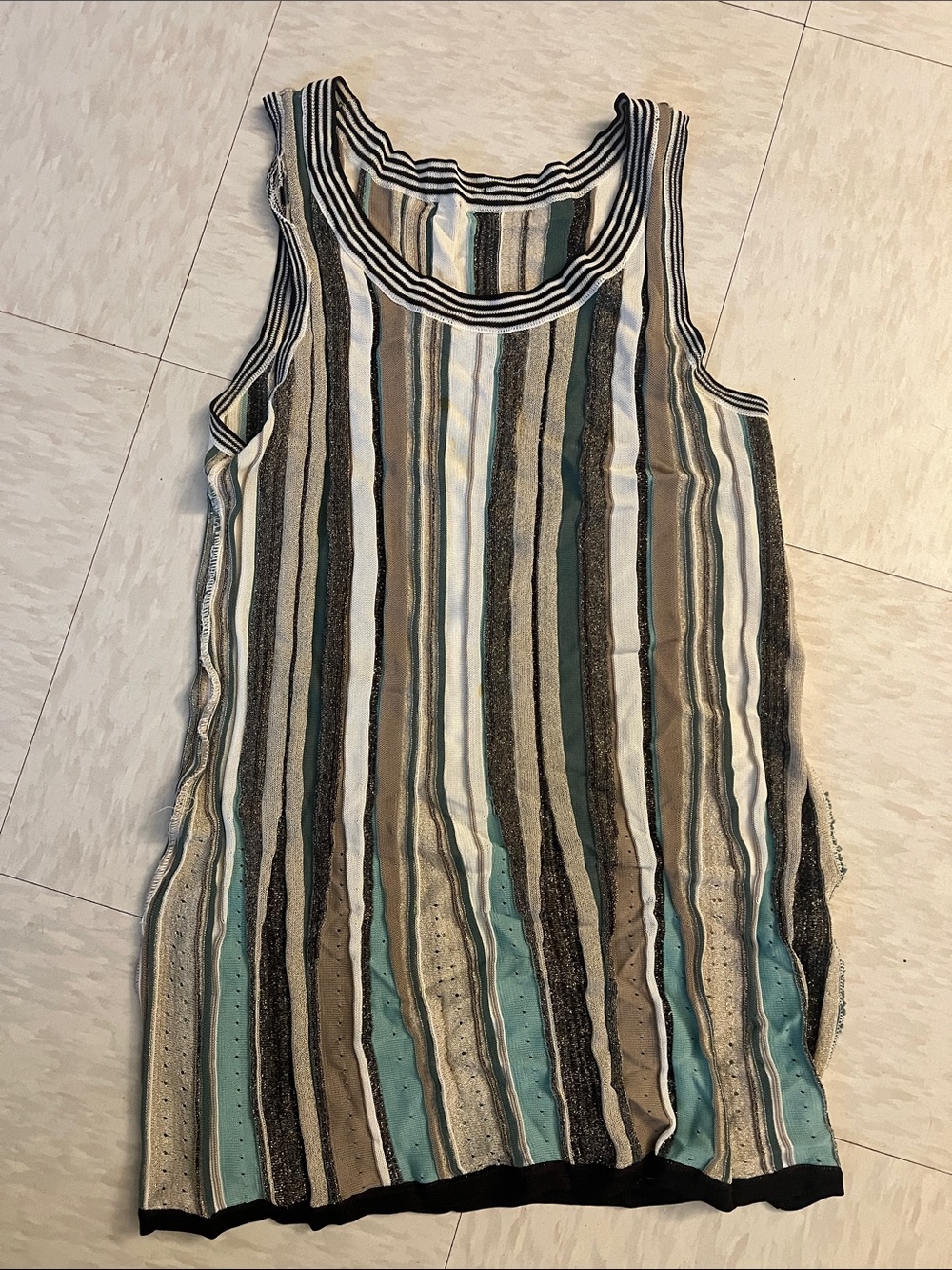 Vintage Striped Sparkle Going Out Tank Top